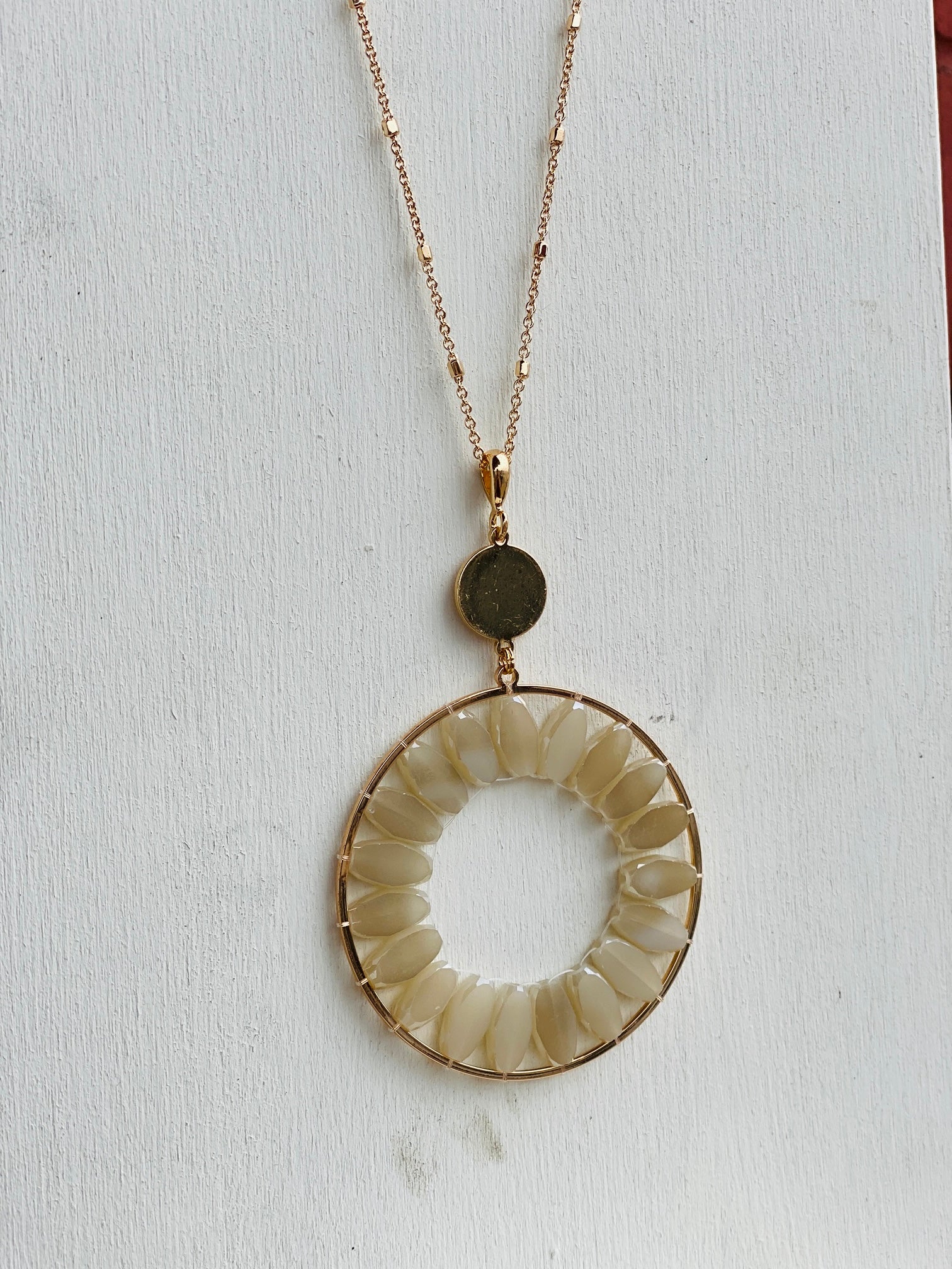 On The Lookout Cream & Gold Necklace