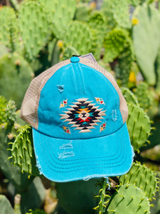 CC Turquoise Aztec Criss Cross Baseball Hat