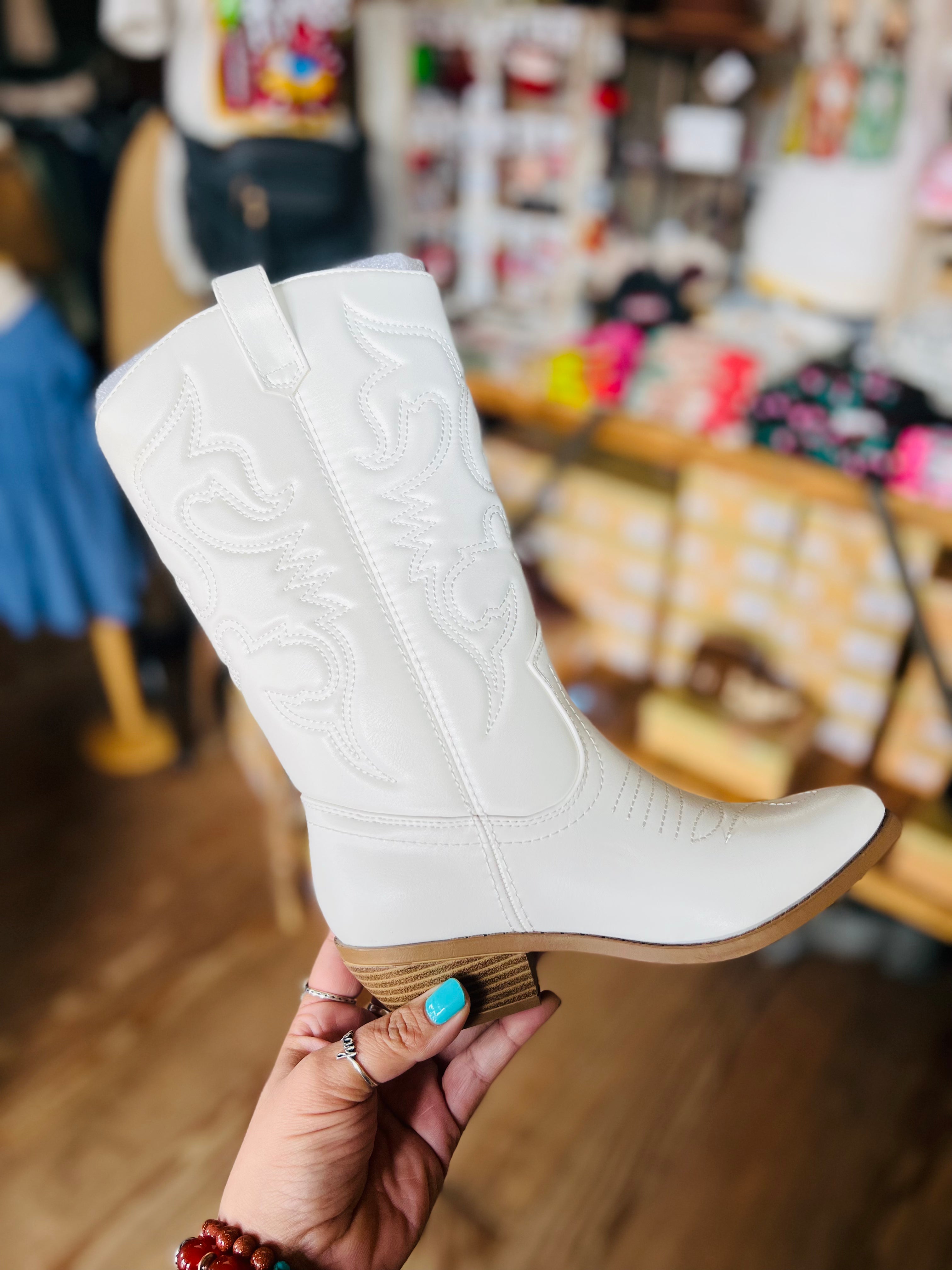 Take Me Two Steppin' White Cowgirl Western Boots