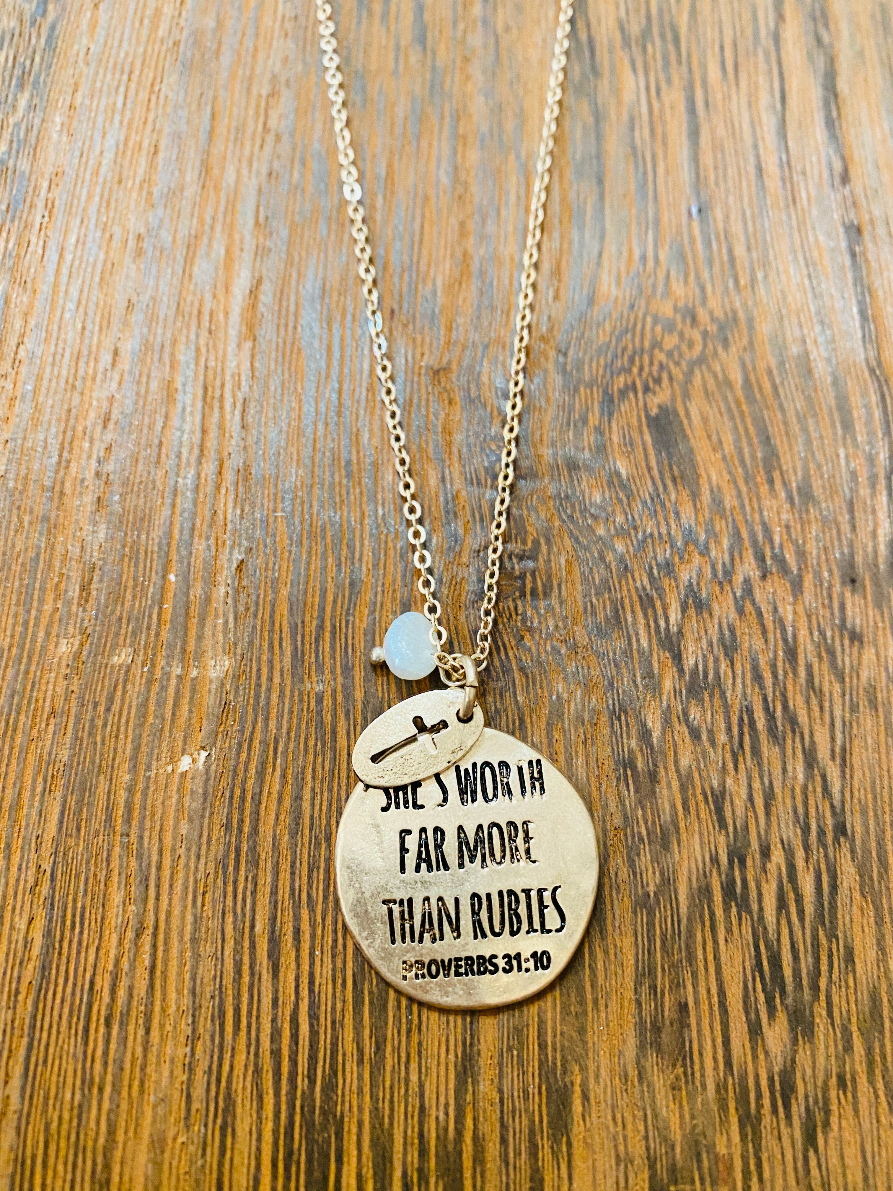 She's Worth More Gold Toned Charm Necklace