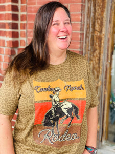 Cowboy Ranch Rodeo Brown Leopard Comfy Tee