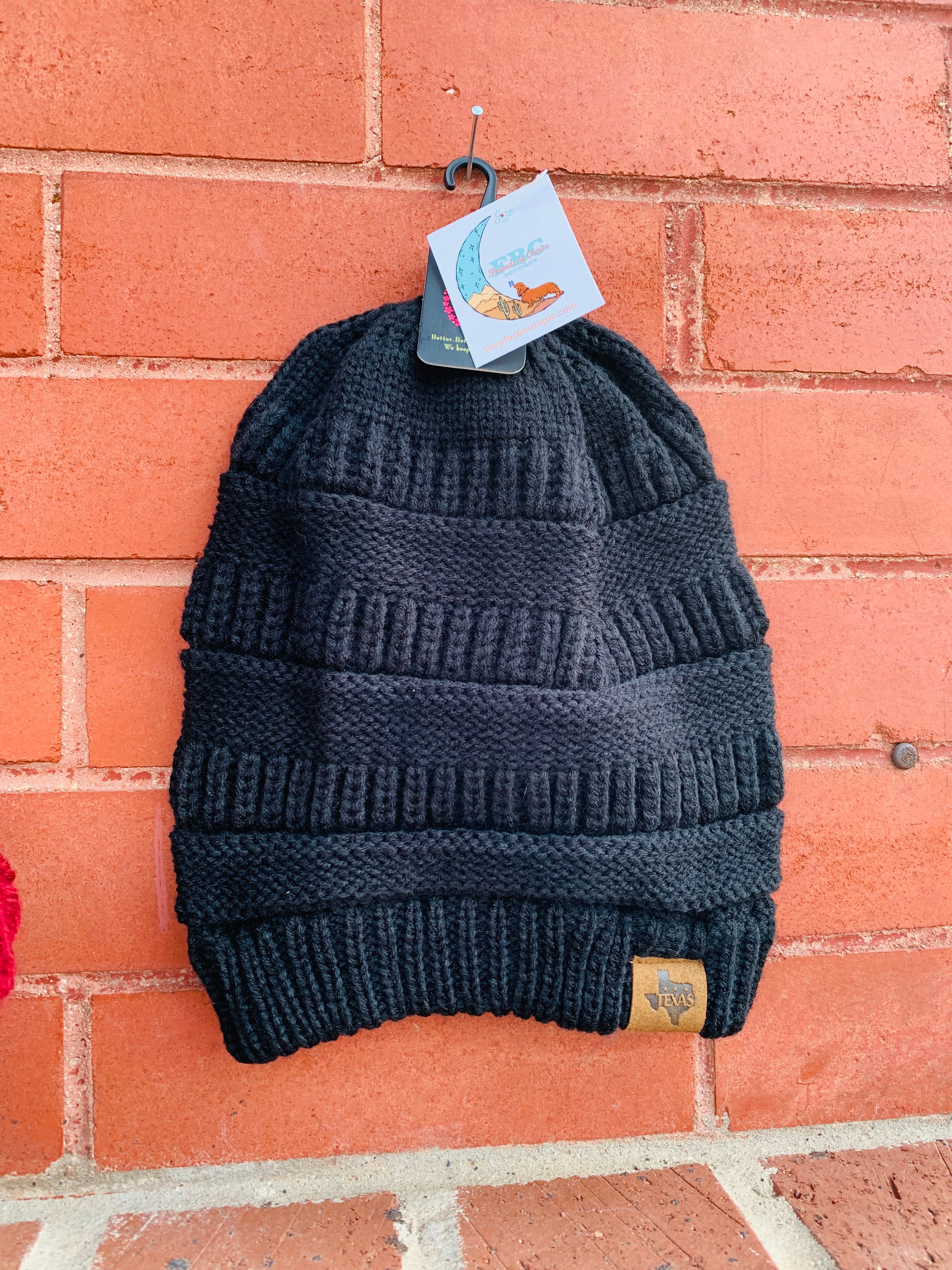 Livin' That Texas Life Black Ponytail Texas Beanie