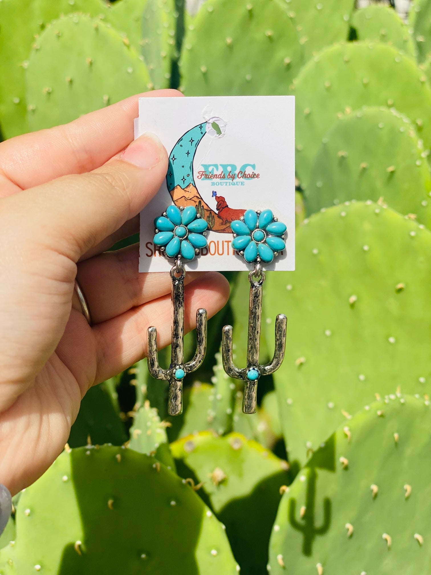 Let Me Hold Ya Cactus Post Drop Earrings