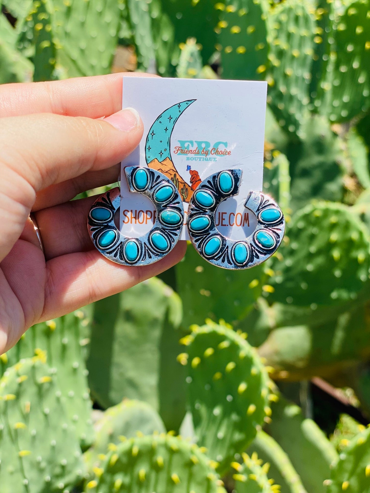 Stay A While Turquoise Textured Post Drop Earrings