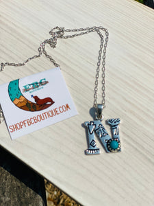 Calls Them By Name Letter Stamped Turquoise Necklace