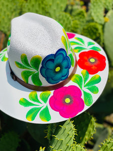 Multi Color Flowers Hand Painted Hat