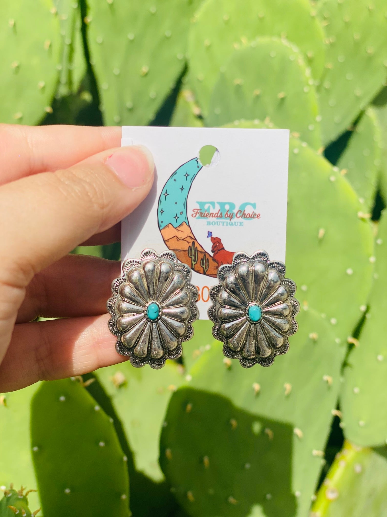 Our Song Concho Turquoise Post Earrings