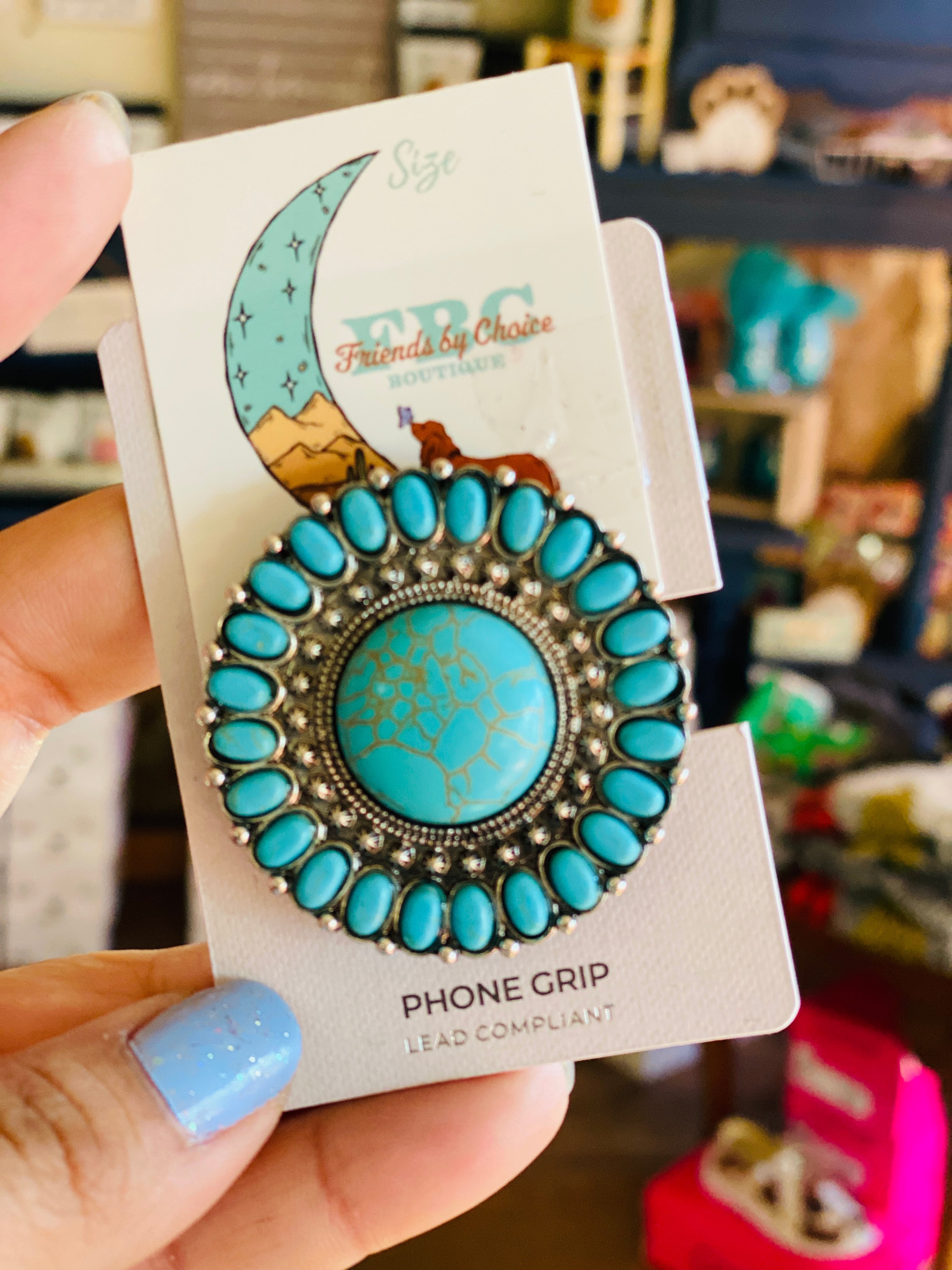 Turquoise Circle Stone  Phone Grip