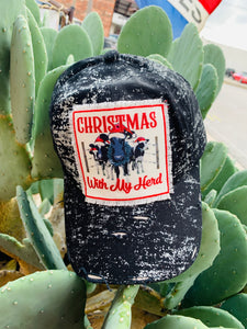 Christmas With My Herd Cow Print Christmas Hat