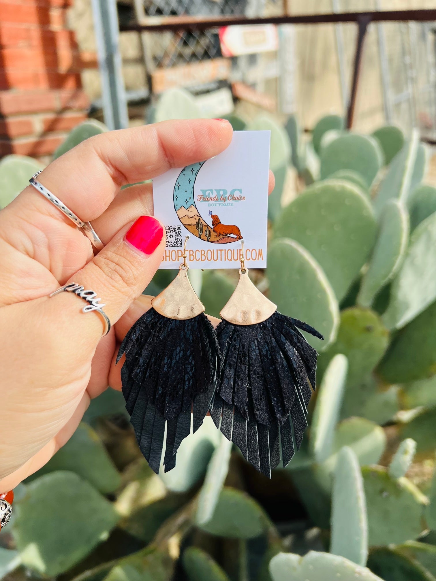 So Will I Black Glitter Feathered Dangle Earrings