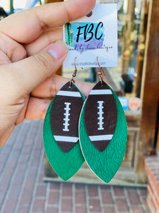We've Got Spirit Green Football Layered Earrings