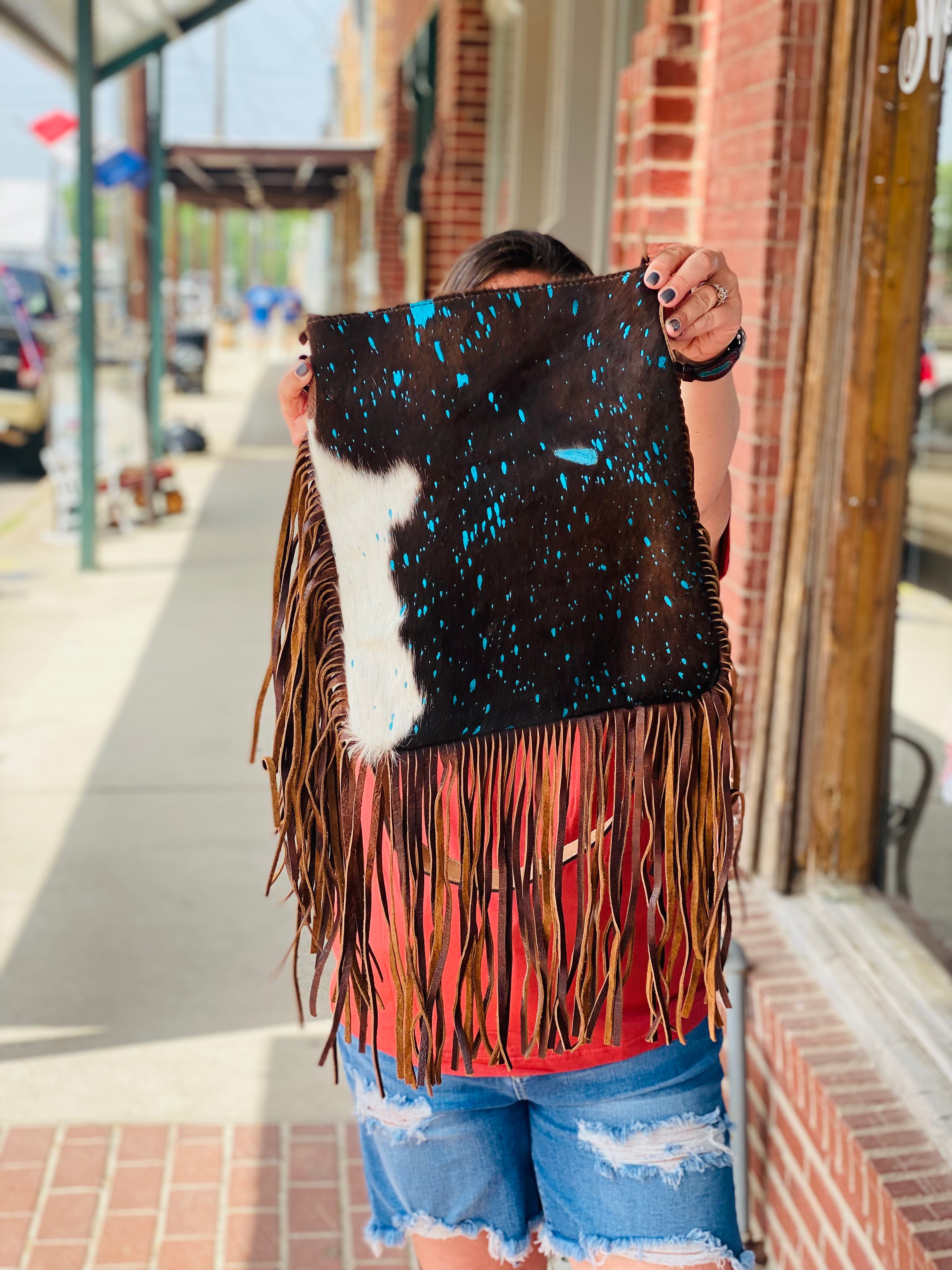 Foil The Plan Blue Foil Tooled Genuine Leather  American Darling Crossbody Bag