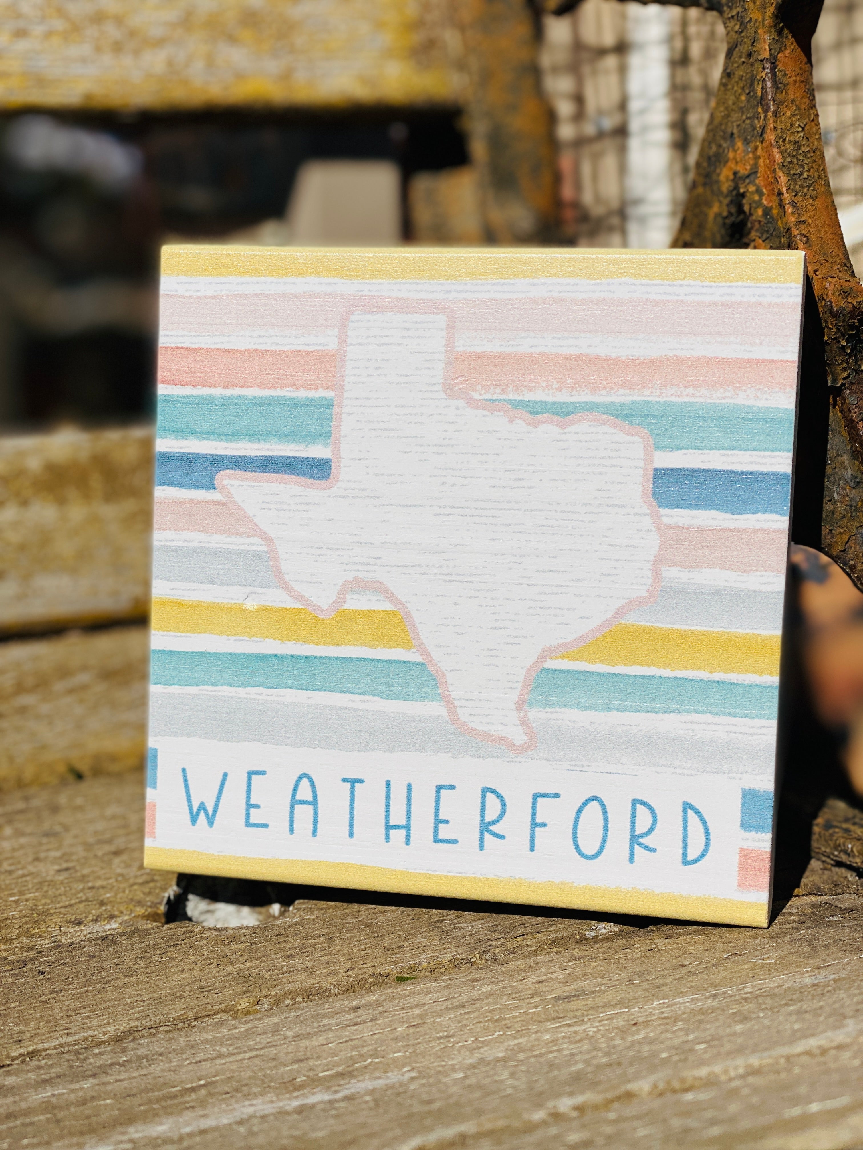 Weatherford Striped Colorful State Block Sign