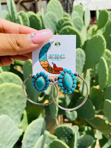 I Know The Way Home Concho Turquoise Post Drop Earrings