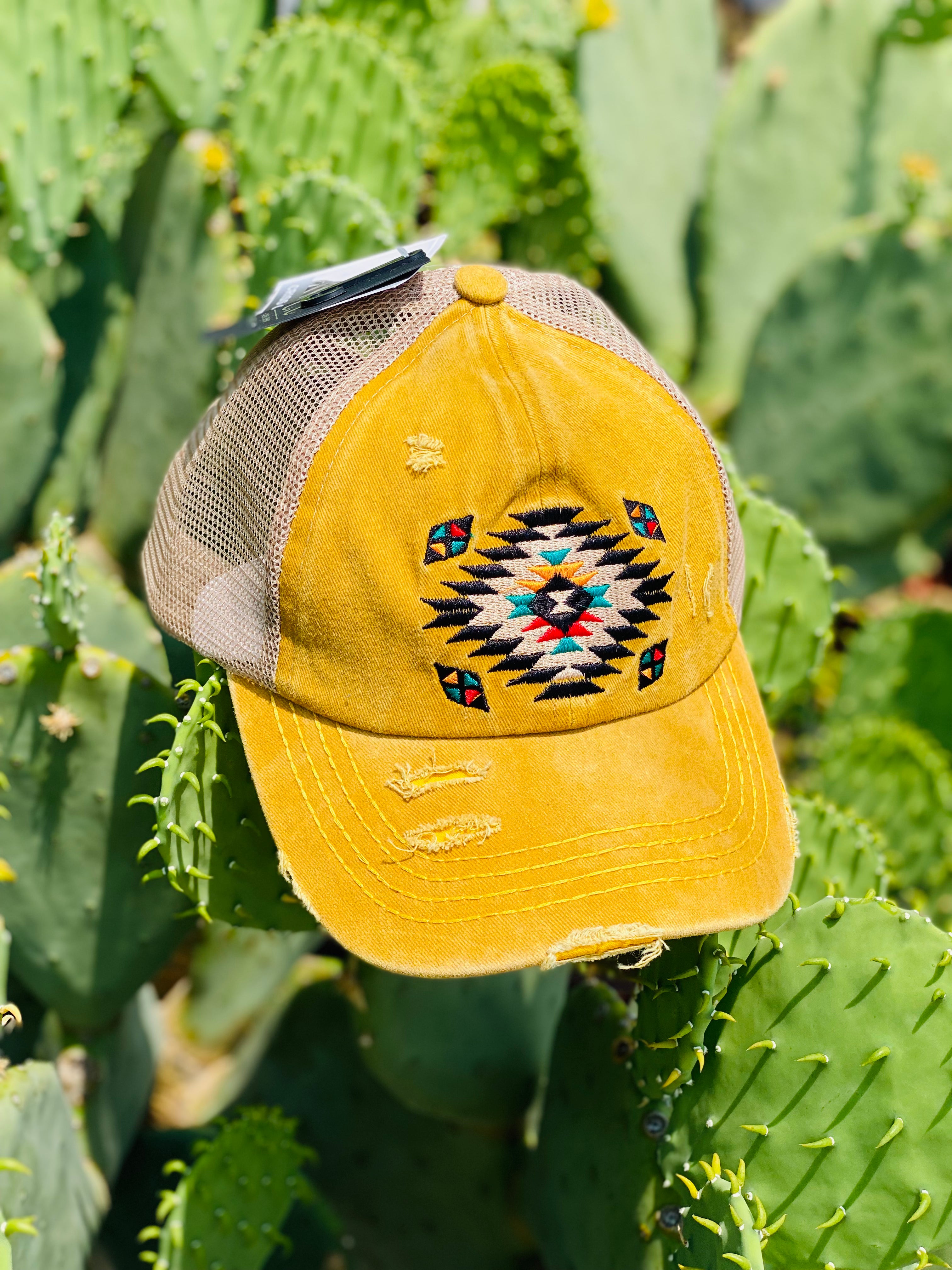 CC Mustard Aztec Criss Cross Baseball Hat