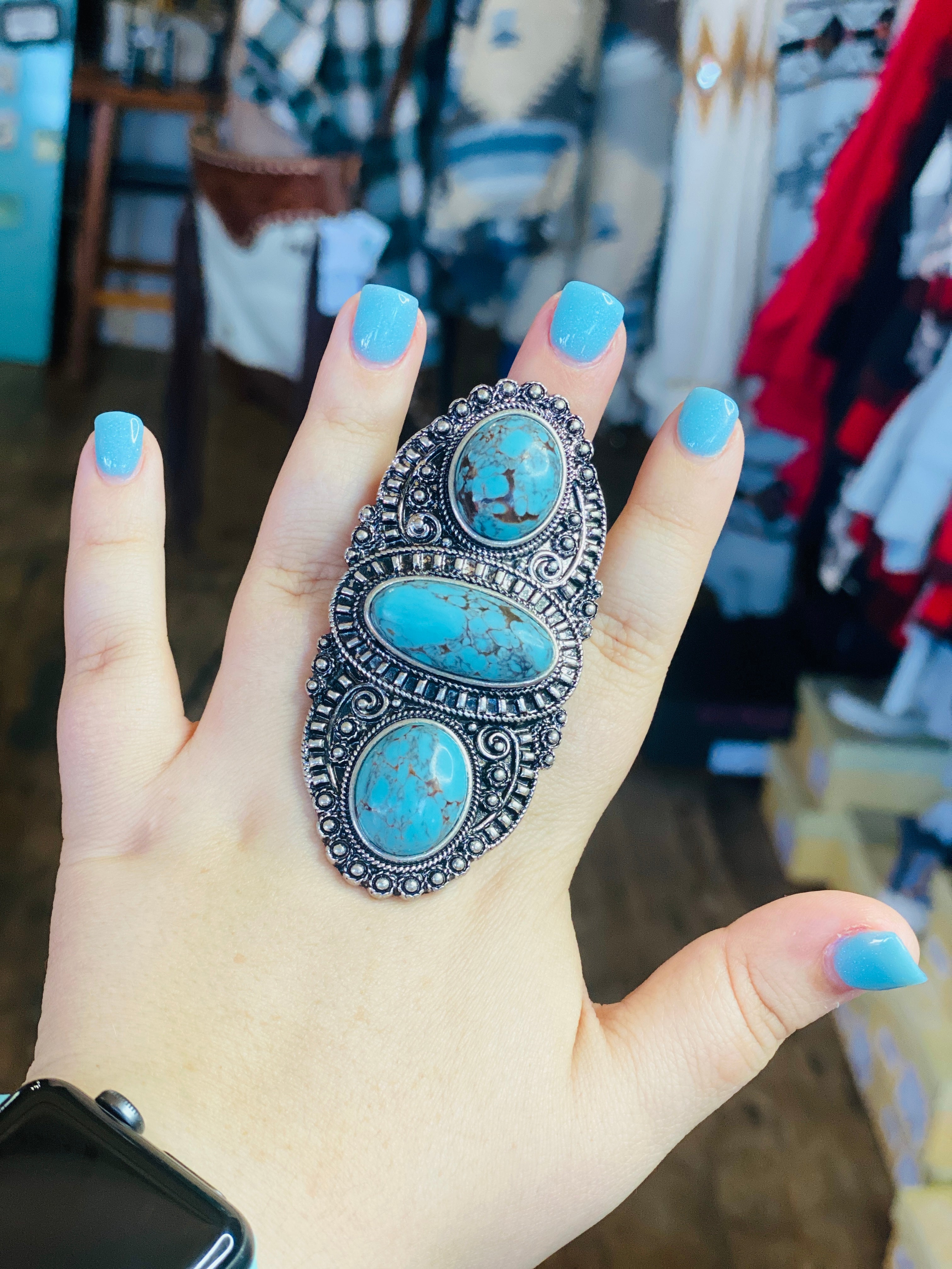 Big 'Ole Roundup  Turquoise Stretch Ring