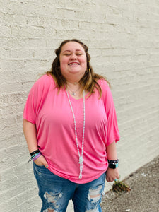 Sooner Or Later Dolman Bubble Gum Pink Top