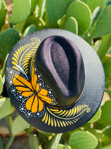 Butterfly Black Hand Painted Hat