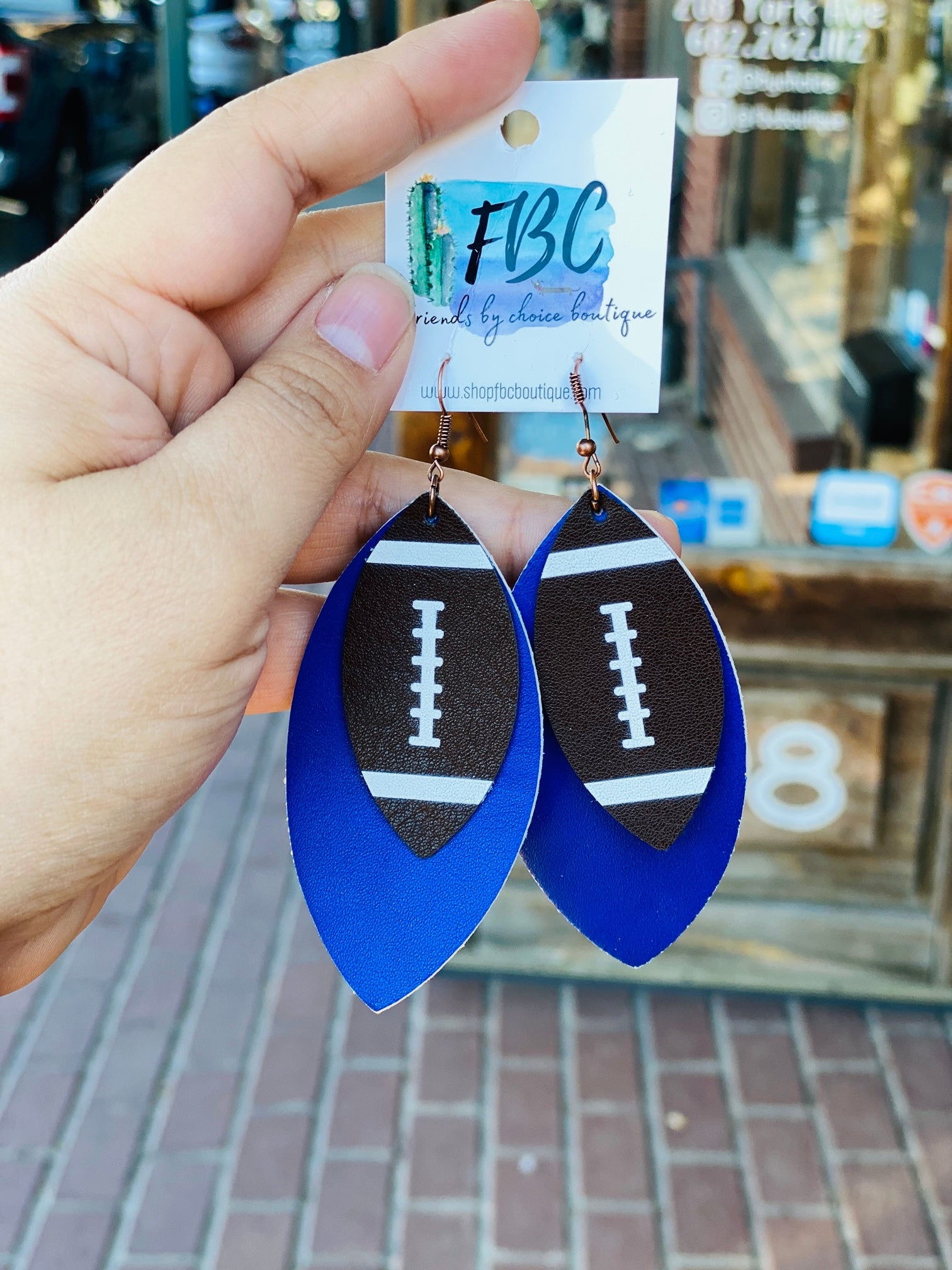 We've Got Spirit Blue Football Layered Earrings