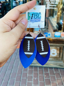 We've Got Spirit Blue Football Layered Earrings
