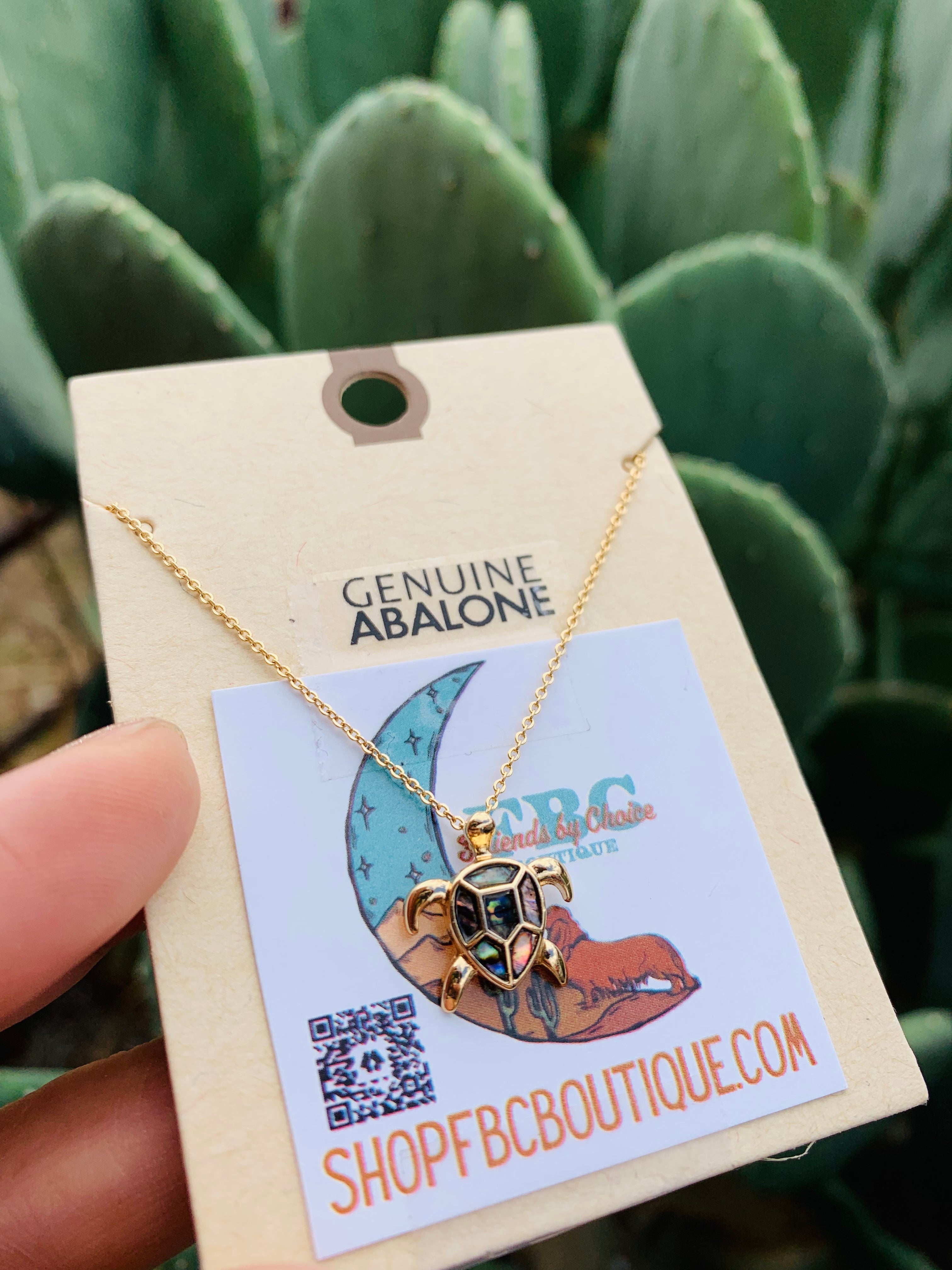 Just Keep Swimming Genuine Abalone Turtle Necklace