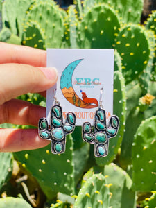Perfect Puzzle Turquoise Cactus Dangle Earrings