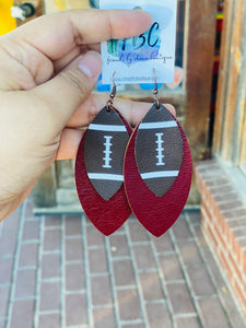 We've Got Spirit Maroon Football Layered Earrings