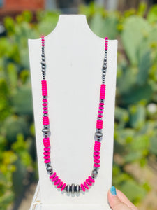 I Knew You Were Trouble Pink & Navajo Pearl Necklace