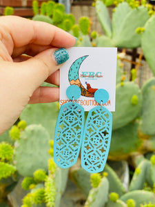Woodn't You Like To Know Teal Post Drop Earrings