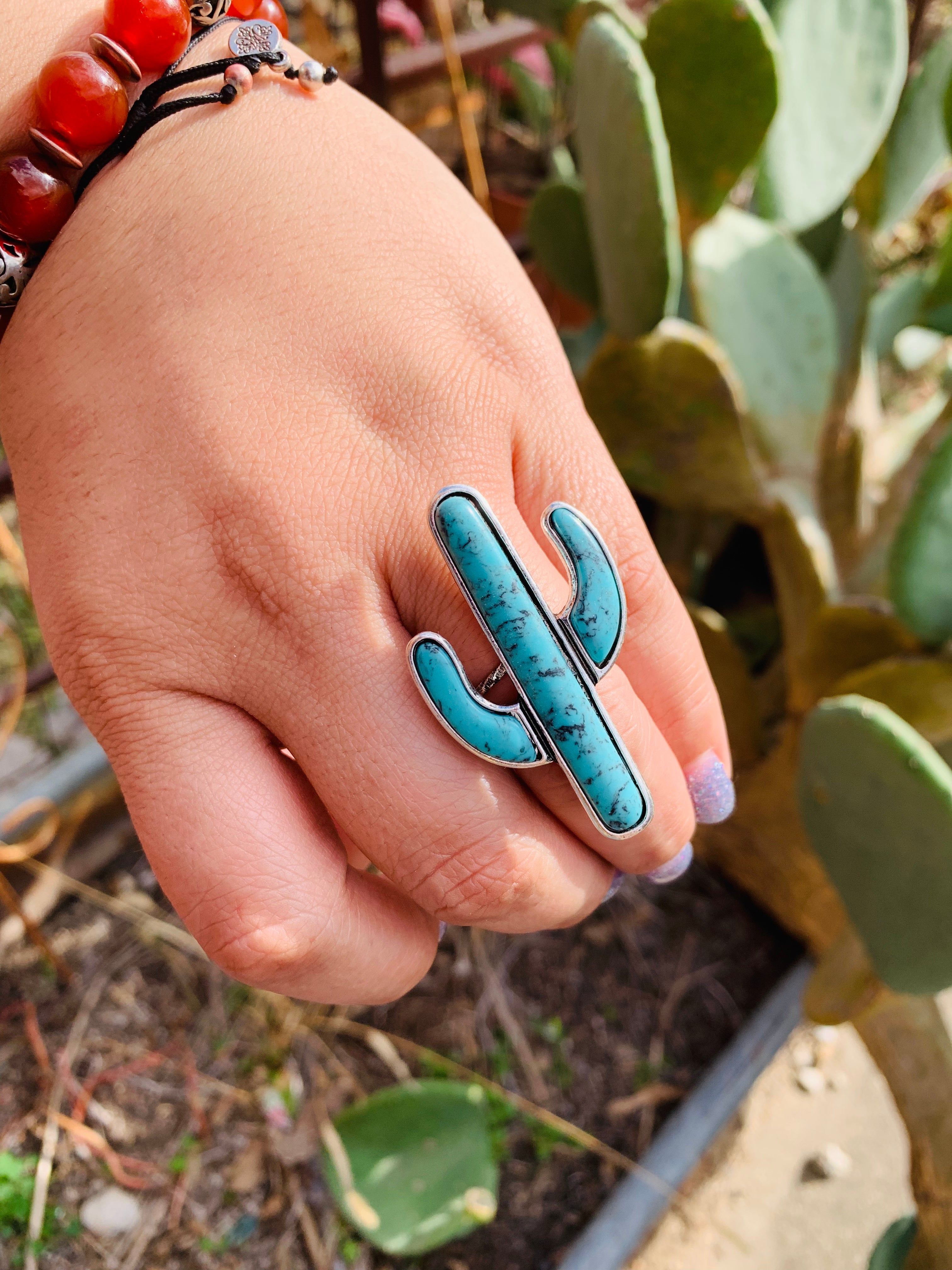 Catch You In A While Turquoise Cactus Ring