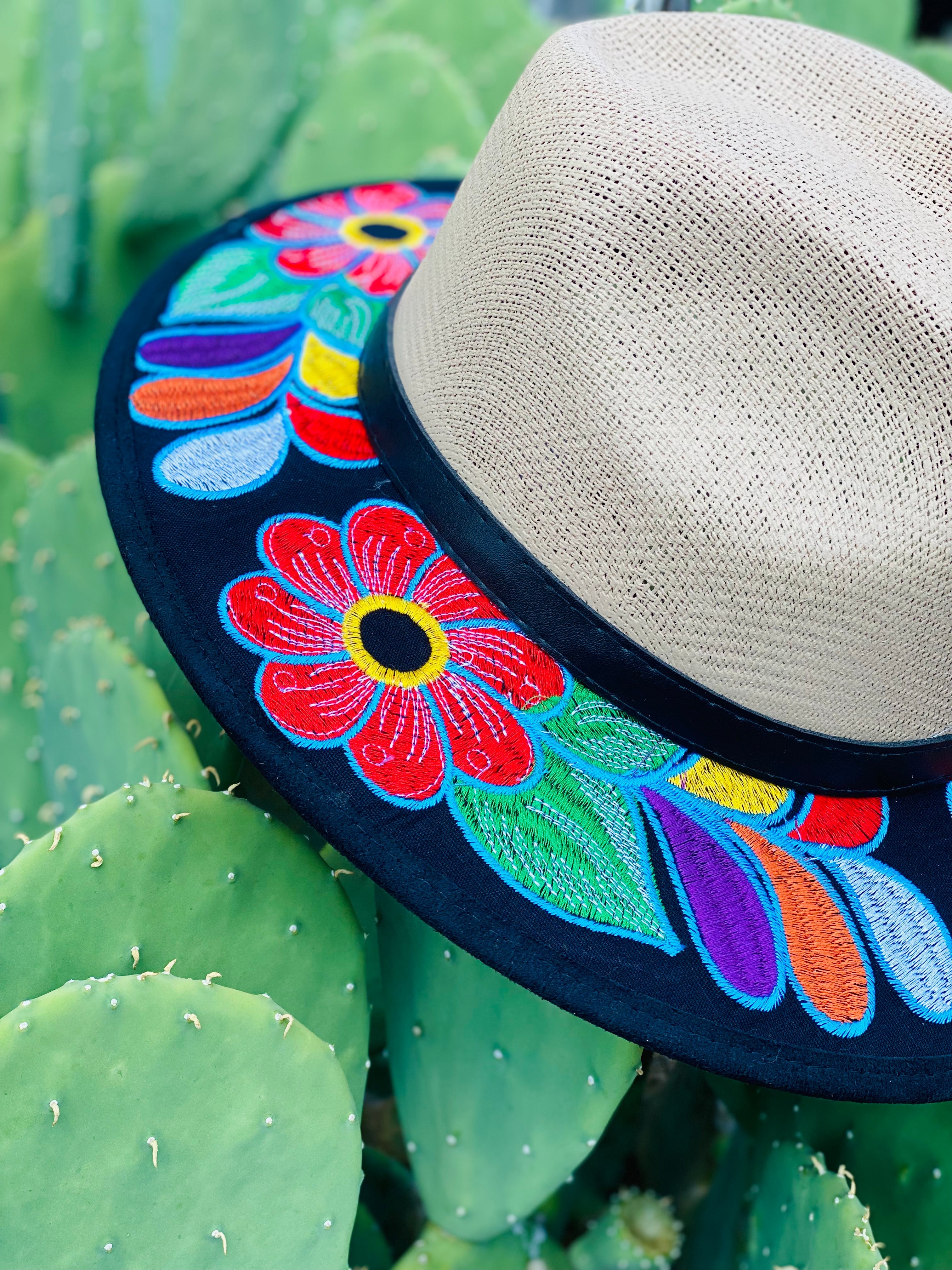 Blue Flowers Embroidered Hat