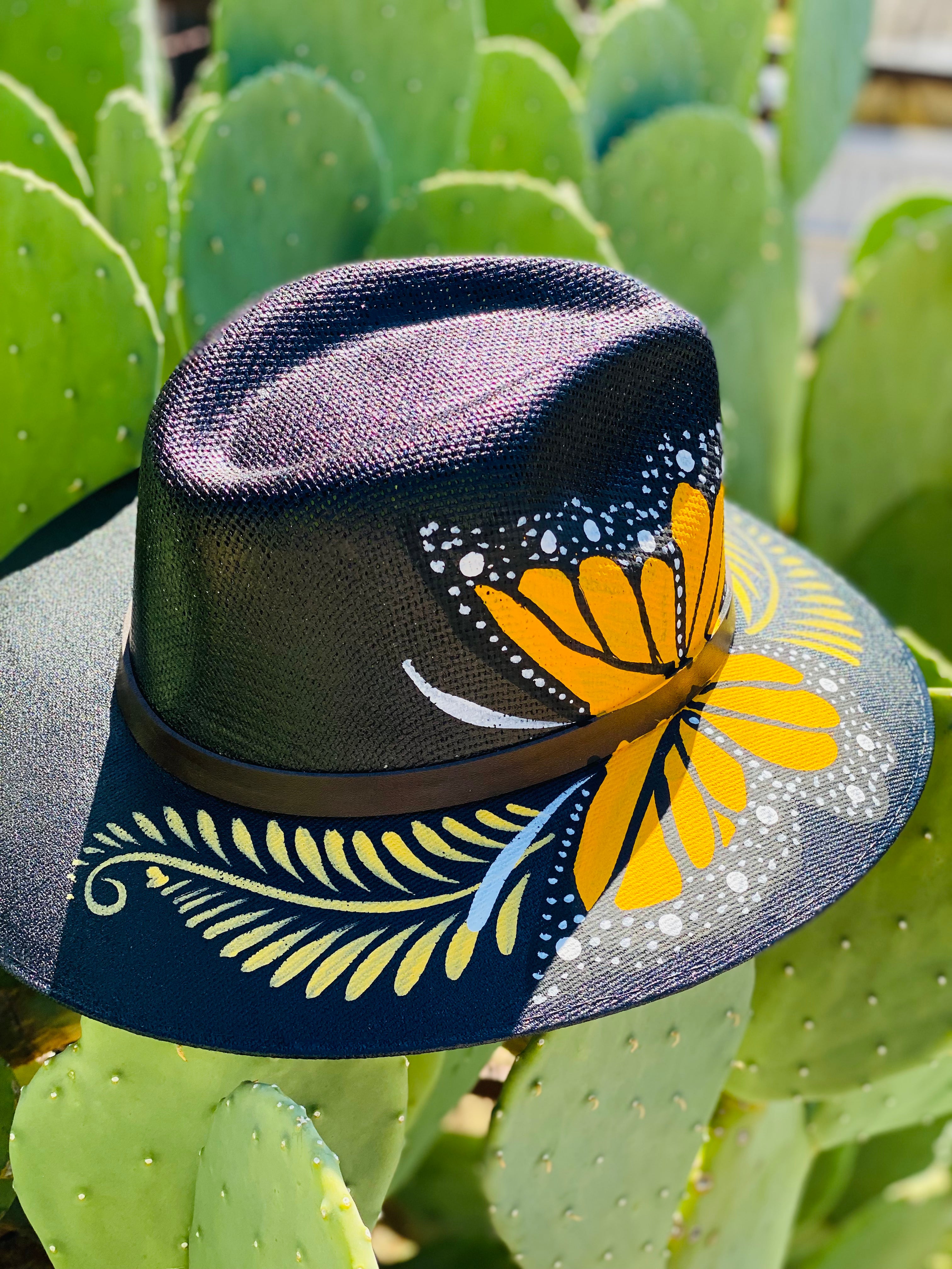Butterfly Black Hand Painted Hat