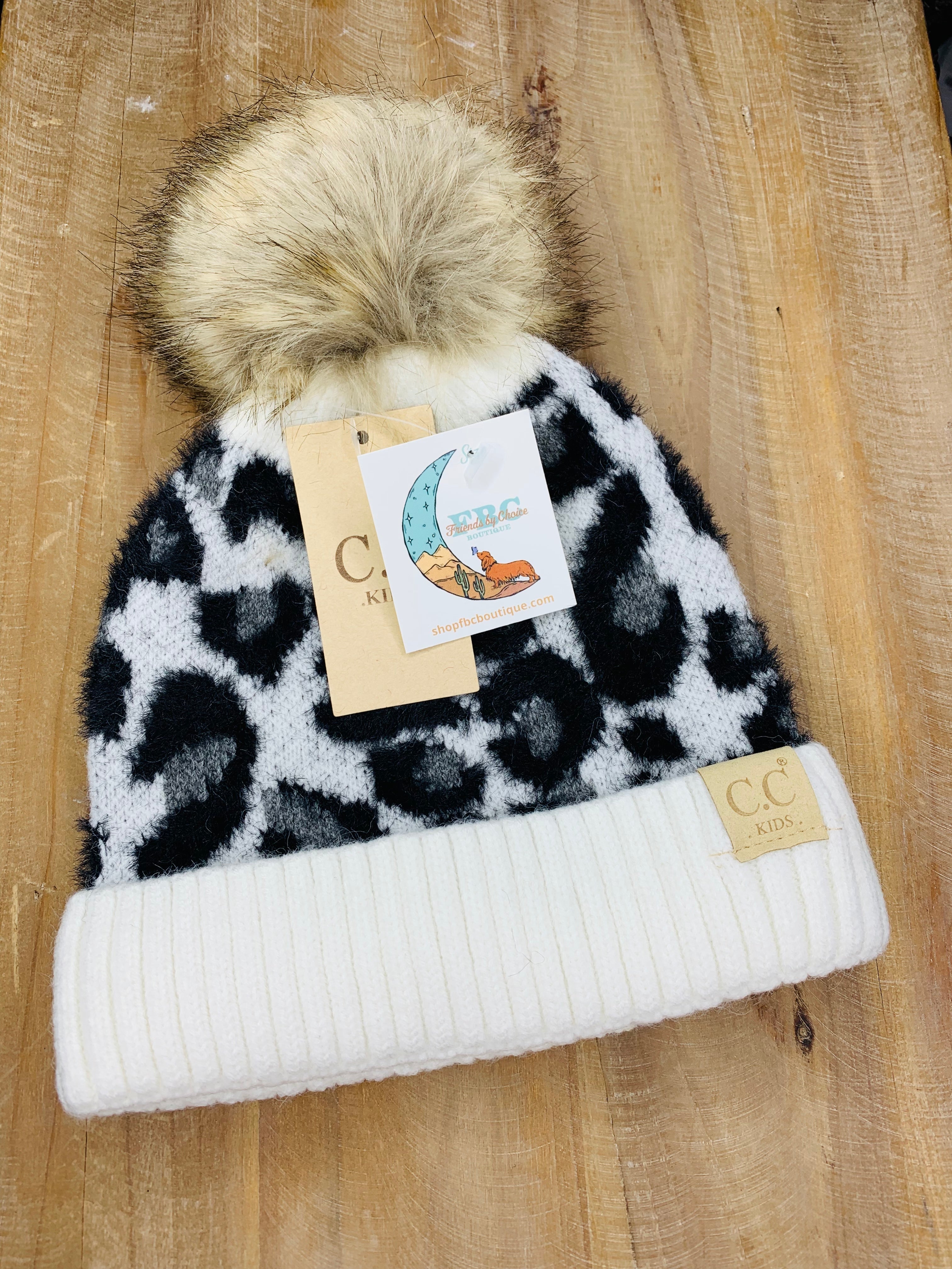 Kids Baby It's Cold Outside Snow Leopard Pom CC Exclusives Beanie