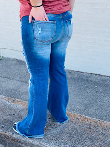 Fire In My Soul High Waisted Distressed Flare Denim Jeans