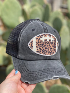 Black And Leopard Football Baseball Hat