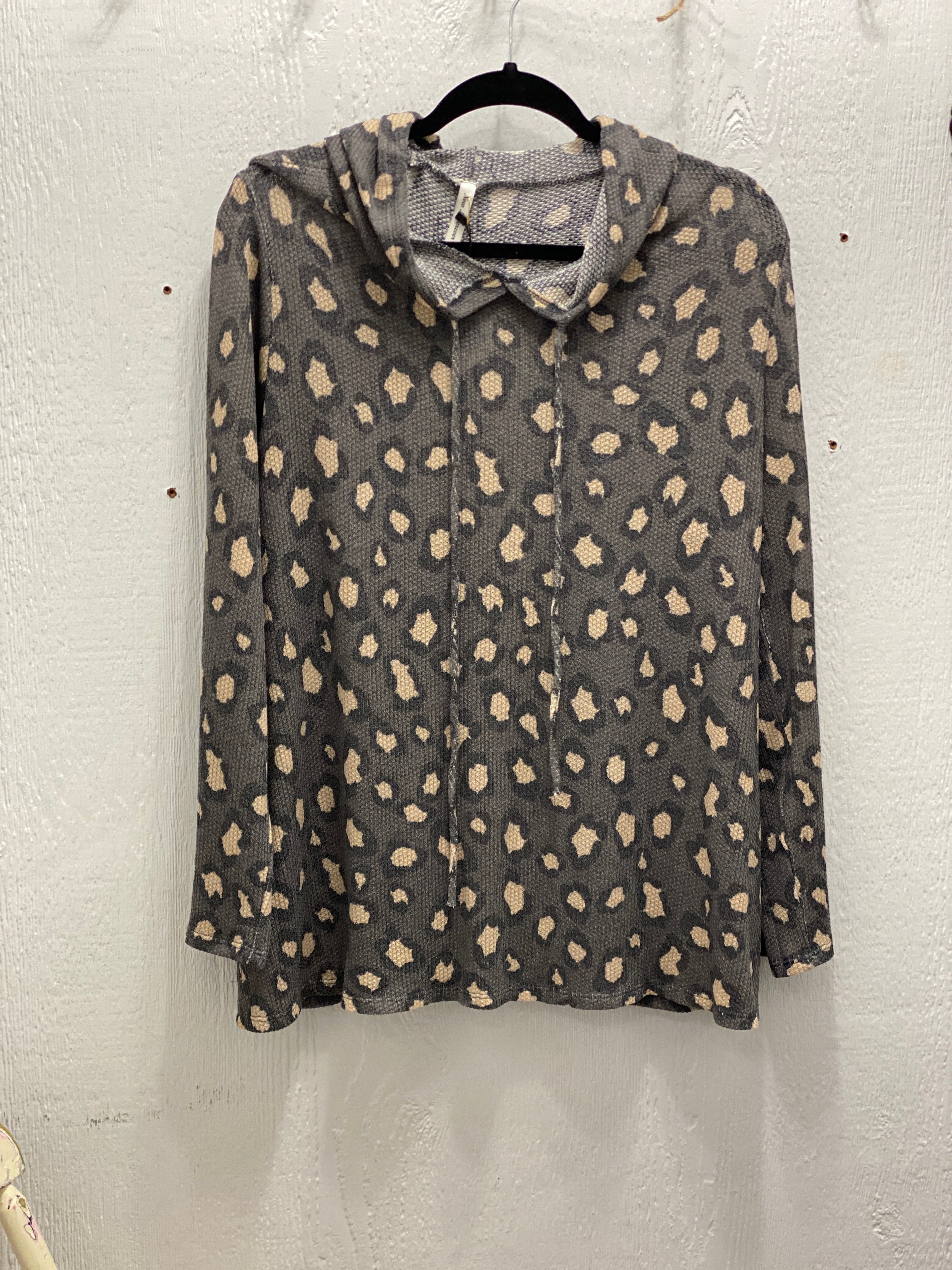 This Is It Leopard Charcoal Print Hoodie Top