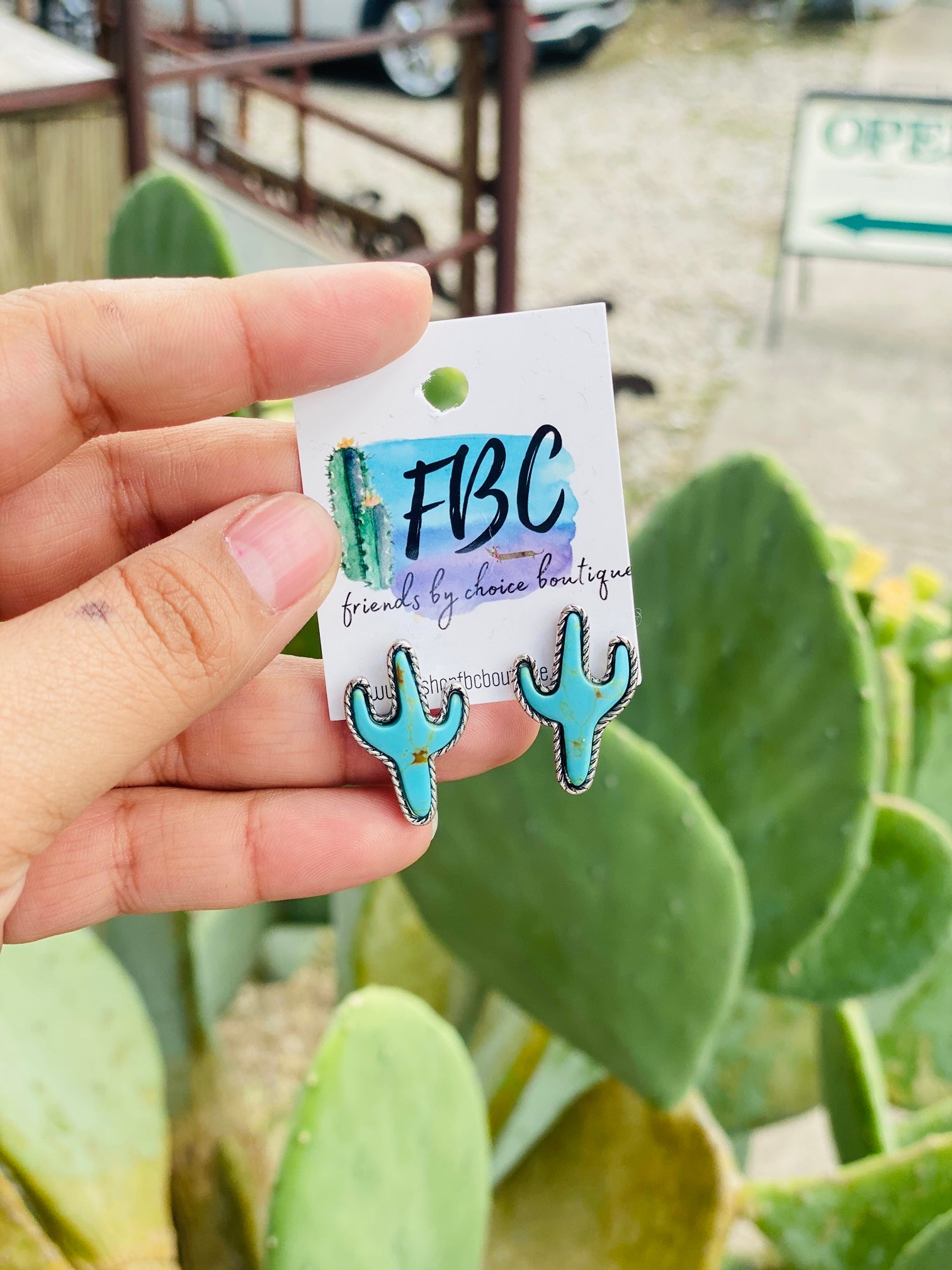 Stick To It Turquoise Cactus Stud Earrings