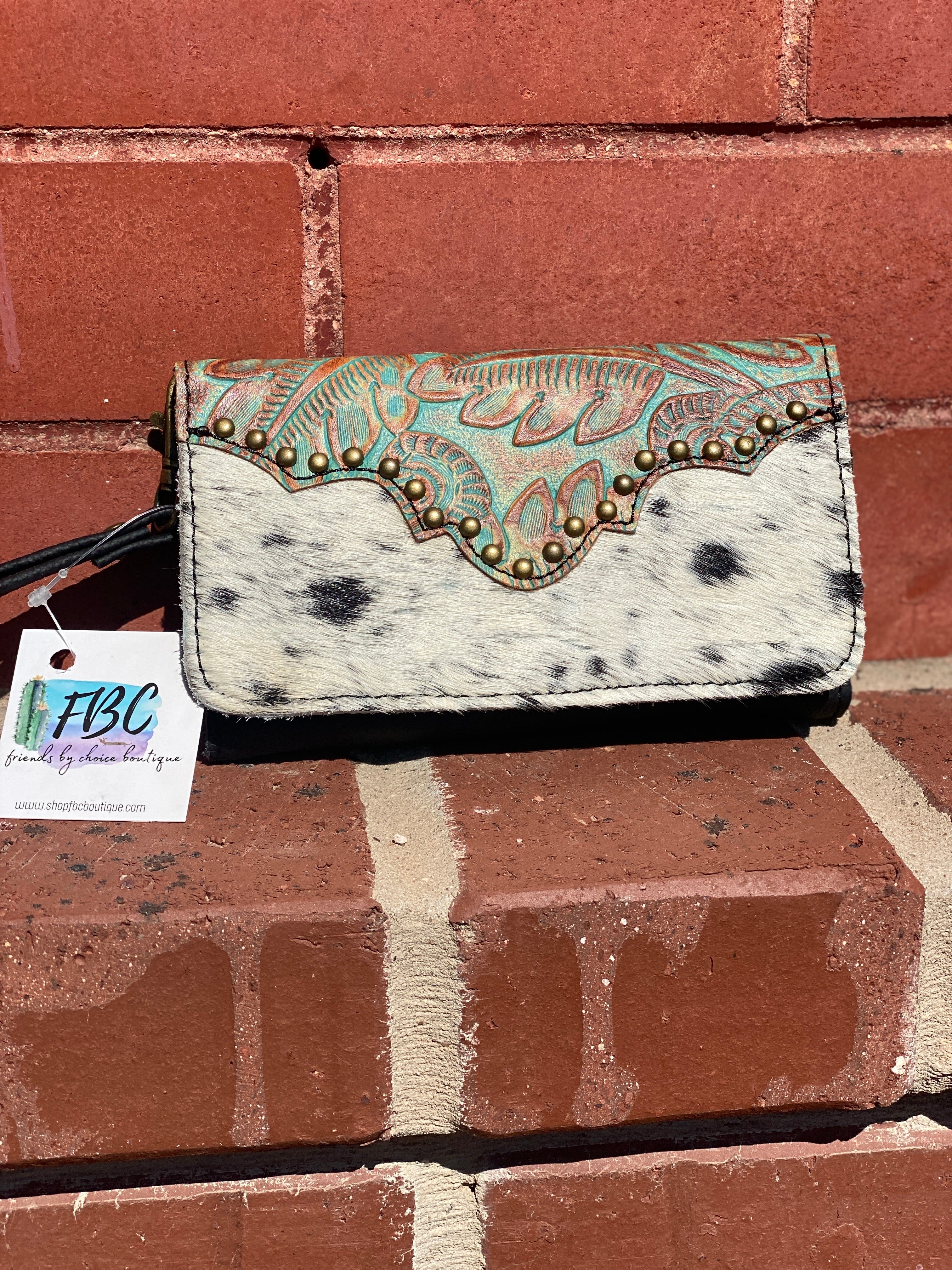 In Hindsight Black Genuine Leather Cowhide Phone Wristlet Wallet