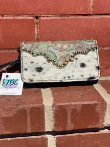 In Hindsight Black Genuine Leather Cowhide Phone Wristlet Wallet