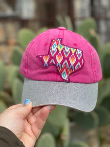 Kids Pink Texas Baseball Hat