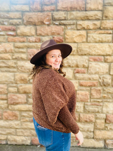 Sweater Late Than Never Brown Dolman Knitted Sweater