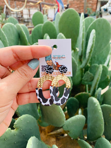 Counting On You Cow Print Post Drop Earrings