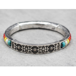 Just What To Do  Multi Color Silver Stretch Bracelet