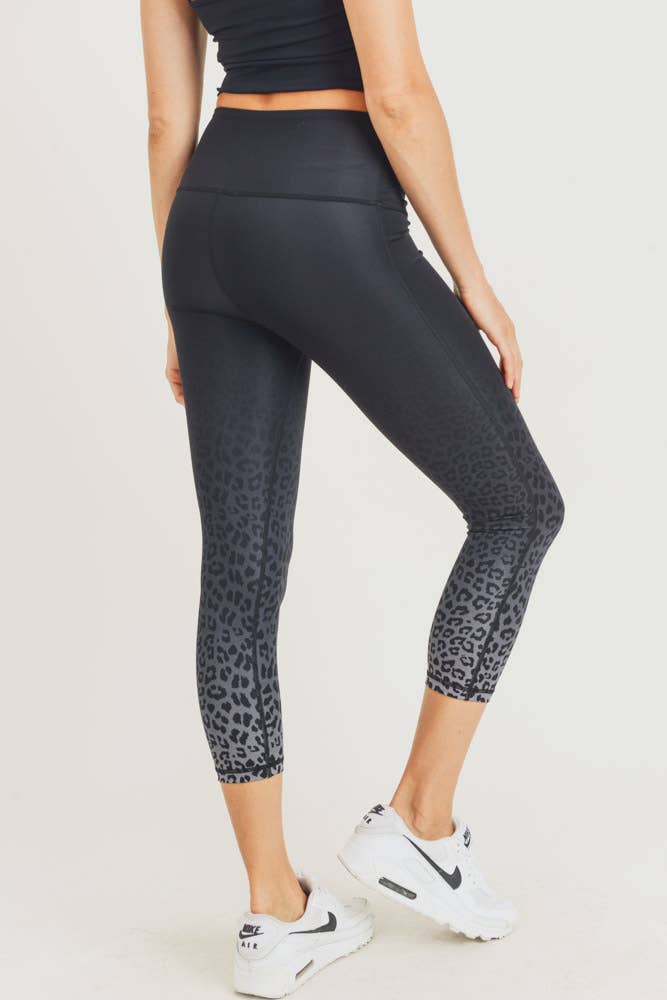 Leopard Tip Ombre Print Mono B Highwaist Capri Legging