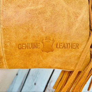 On Wednesdays We Wear Fringe Genuine Leather Cowhide Crossbody