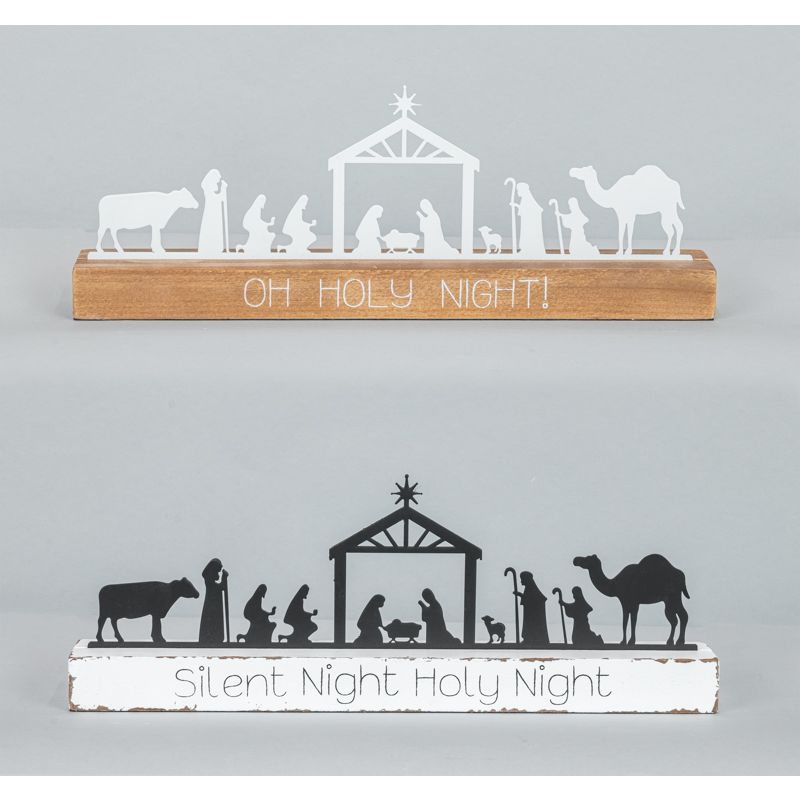 Oh Holy Night Wood & Metal Table Top Plaque