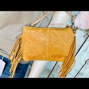 On Wednesdays We Wear Fringe Genuine Leather Cowhide Crossbody