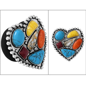 Multi Color Stoned Heart Phone Grip