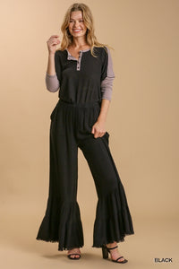 Staying Another Night Frayed Hem Wide Leg Pants